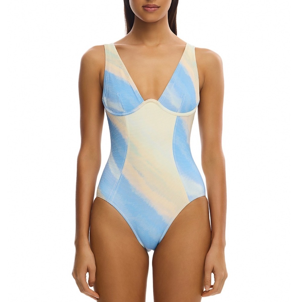 Significant Other Corinne One Piece Swimsuit Vista Stripe Blue Cream Underwire 2